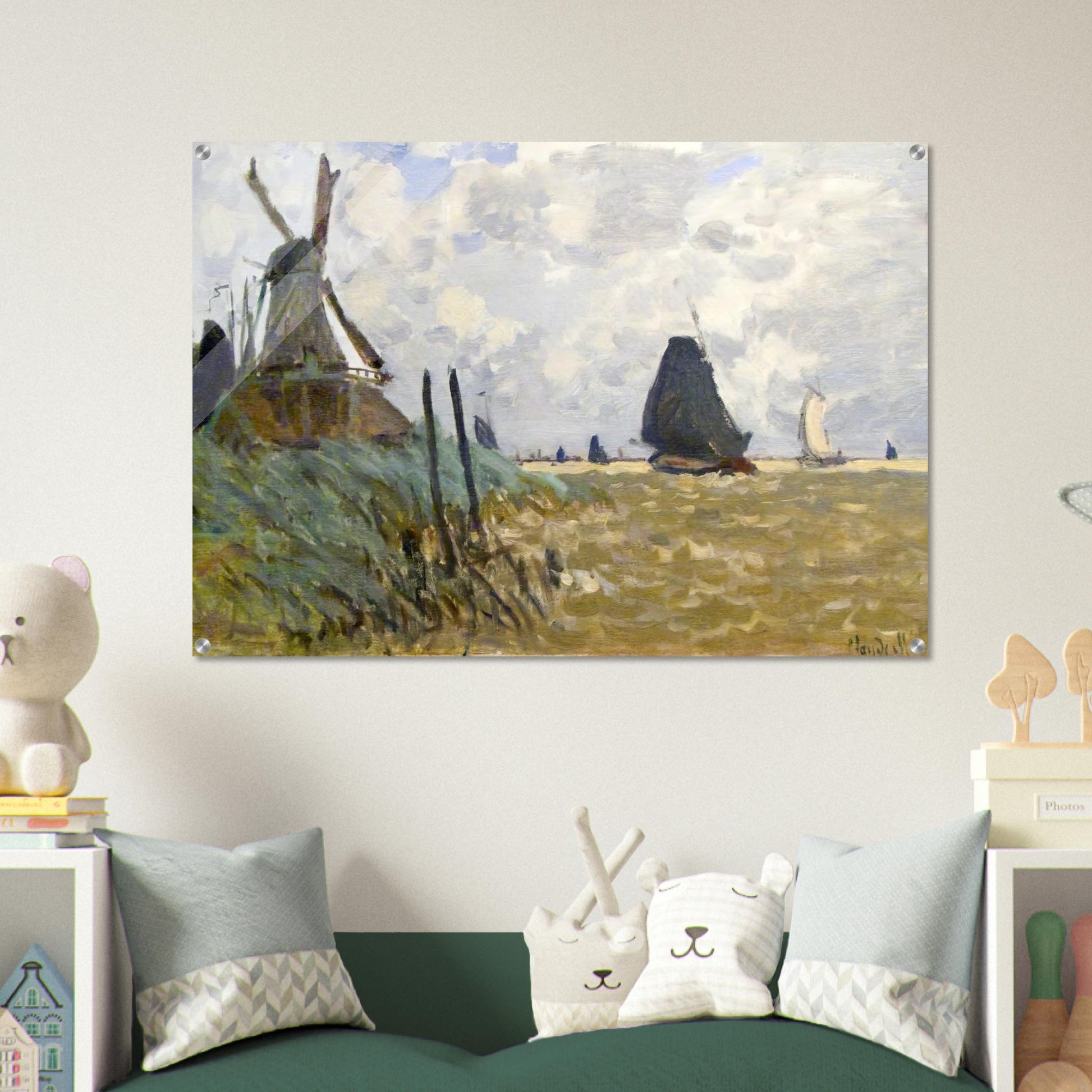 Windmill near Zaandam - claude monet Acrylic Print - 70x100 cm / 28x40″ inches