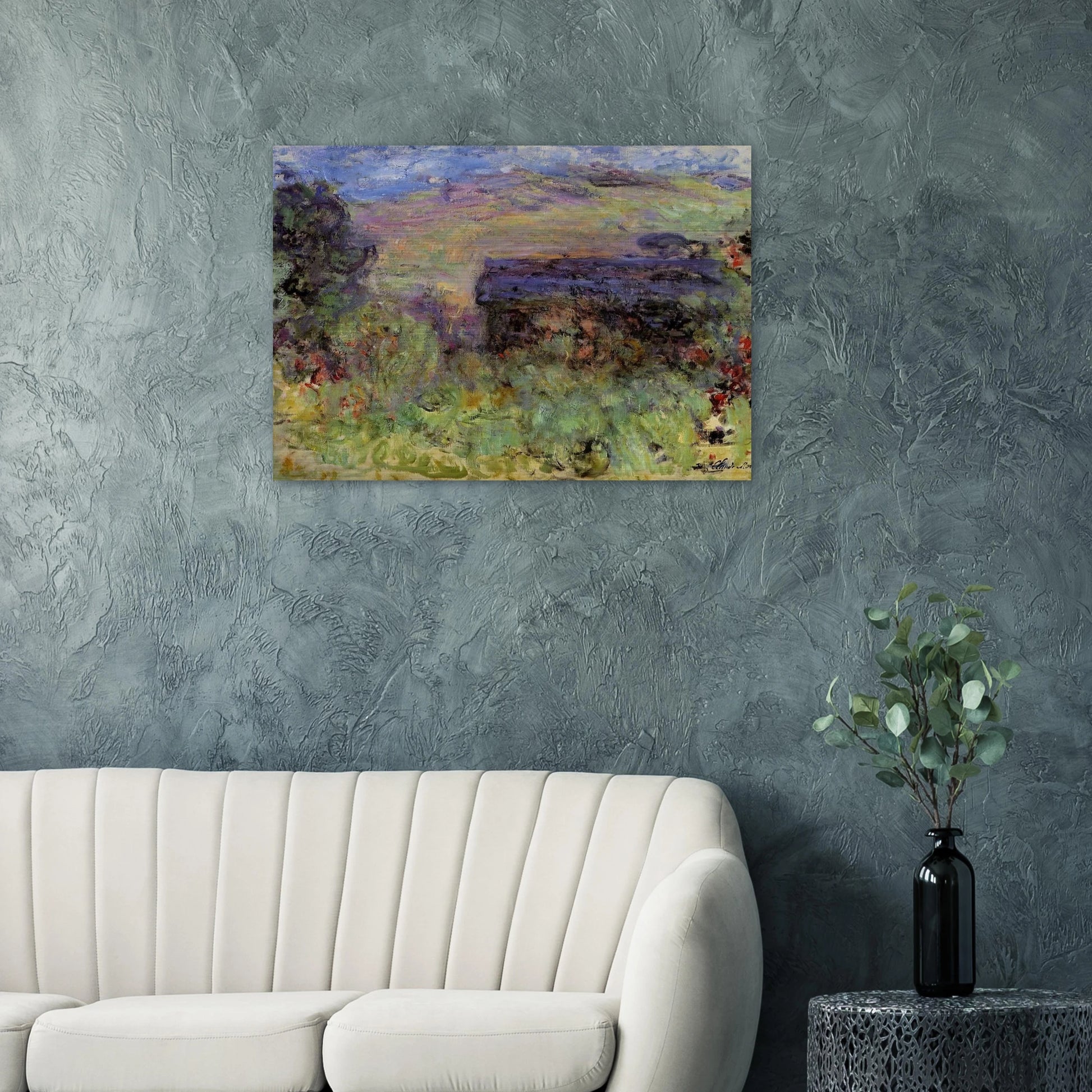 The House Seen through the Roses - claude monet Brushed Aluminum Print - 70x100 cm / 28x40 inches | claude monet Aluminum Print | claude monet Prints