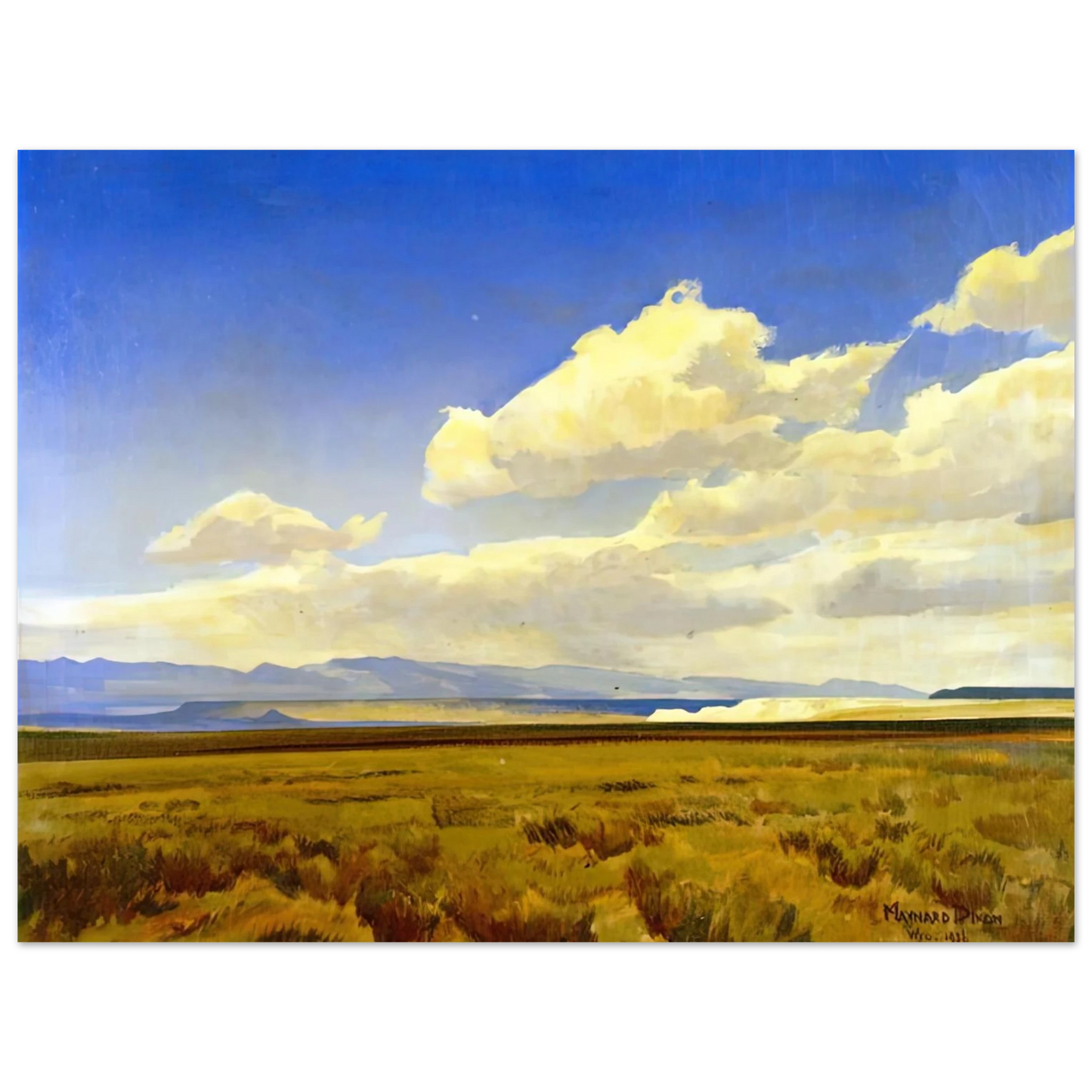 Maynard Dixon - WIND OF WYOMING 1936 Wall art - 50x70 cm / 20x28 inches - Premium Wooden Framed Poster With Fine Art Paper-canvas - Black frame
