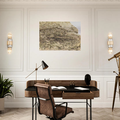Olive Trees in a Mountain Landscape - Vincent van Gogh Brushed Aluminum Print - 70x100 cm / 28x40 inches | Vincent van Gogh Aluminum Print | Vincent van Gogh Prints