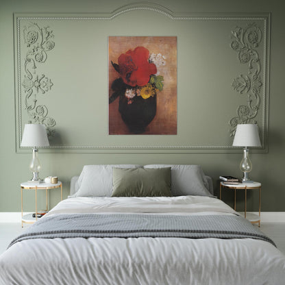 THE RED POPPY - Odilon Redon Brushed Aluminum Print - 70x100 cm / 28x40 inches | Odilon Redon Aluminum Print | Odilon Redon Prints