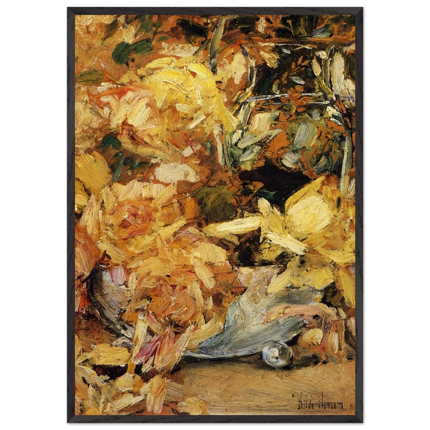 Roses N1 - Childe Hassam 70x100 cm / 28x40 inches Framed Art Print – Black Wooden Frame