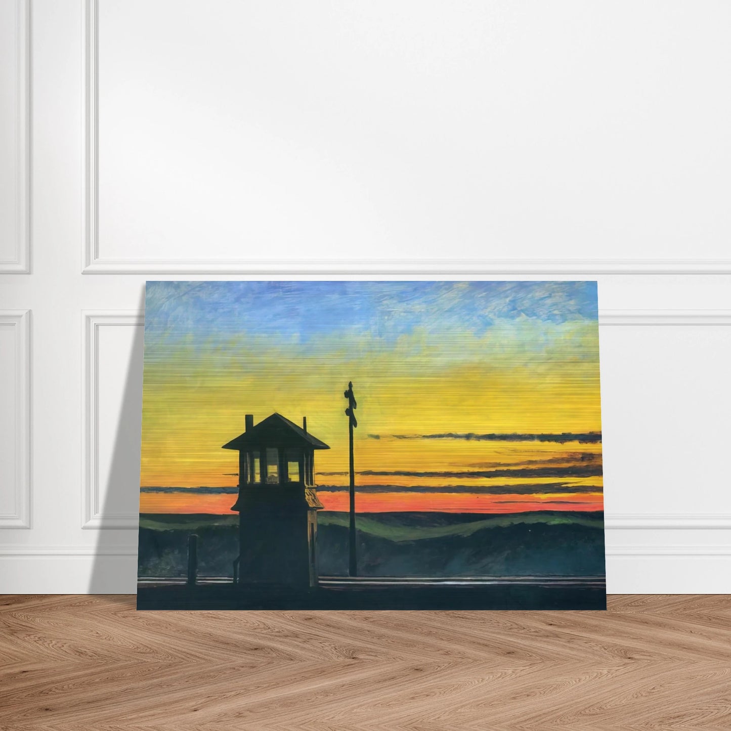 Railroad Sunset - Edward Hopper Brushed Aluminum Print - 70x100 cm / 28x40 inches | Edward Hopper Aluminum Print | Edward Hopper Prints