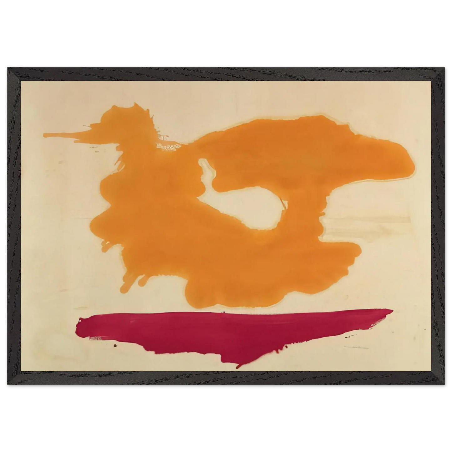 Helen Frankenthaler - Only Orange - 1963 Wall art - 27x35 cm / 11x14 Inches - Premium Wooden Framed Poster With Fine Art Paper - Wood frame