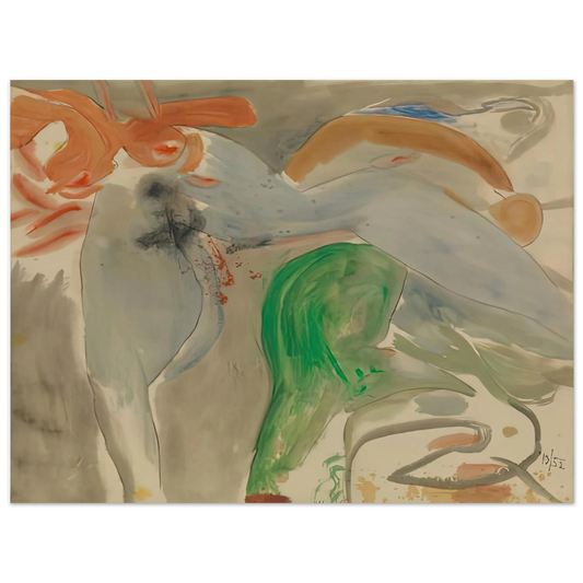 Helen Frankenthaler - Scene with Nude, 1952- Wall Art - 21x29.7 cm / 8x12" - Fine Art Poster-canvas - -