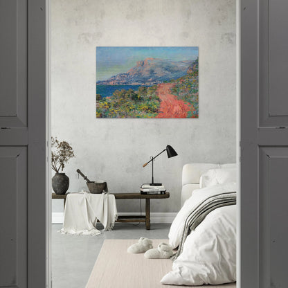 The Red Road near Menton - claude monet Brushed Aluminum Print - 70x100 cm / 28x40 inches | claude monet Aluminum Print | claude monet Prints