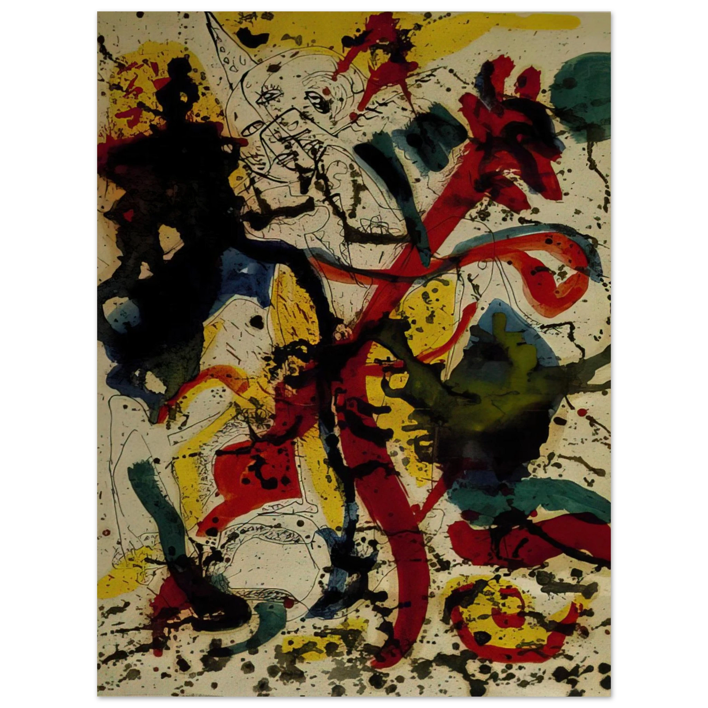 Jackson Pollock - UNTITLED 1944  75x100 cm / 30x40inches Fine Art Poster