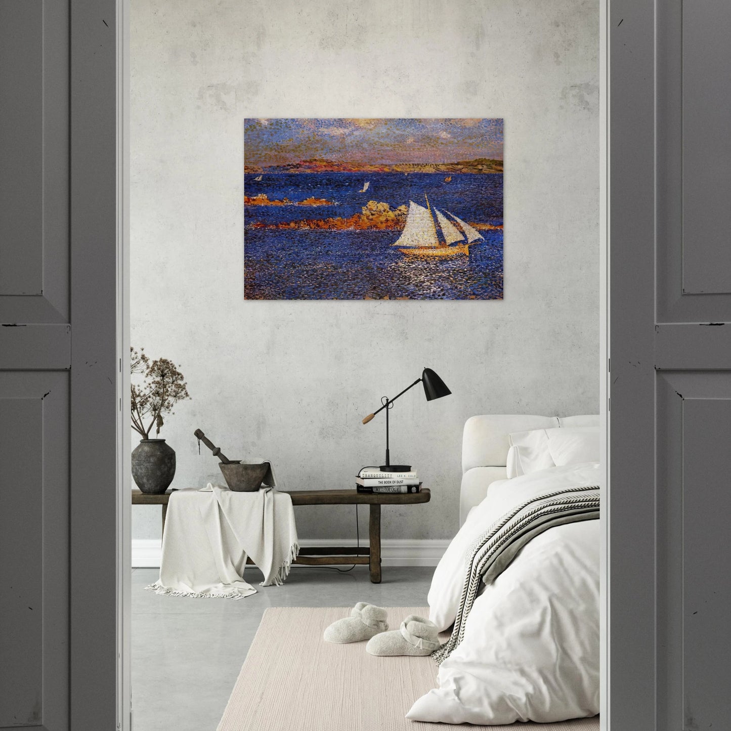 NEAR THE ROCKS OF PER KIRIDEC 1889 - Theo van Rysselberghe Brushed Aluminum Print - 70x100 cm / 28x40 inches | Theo van Rysselberghe Aluminum Print | Theo van Rysselberghe Prints