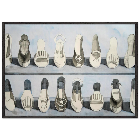 Shoe Rows - 1975 - Wayne Thiebaud 70x100 cm / 28x40 inches Framed Art Print – Black Wooden Frame