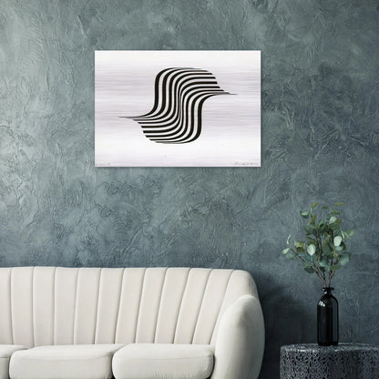 UNTITLED WINGED CURVE 1966 - Bridget Riley Brushed Aluminum Print - 70x100 cm / 28x40 inches | Bridget Riley Aluminum Print | Bridget Riley Prints
