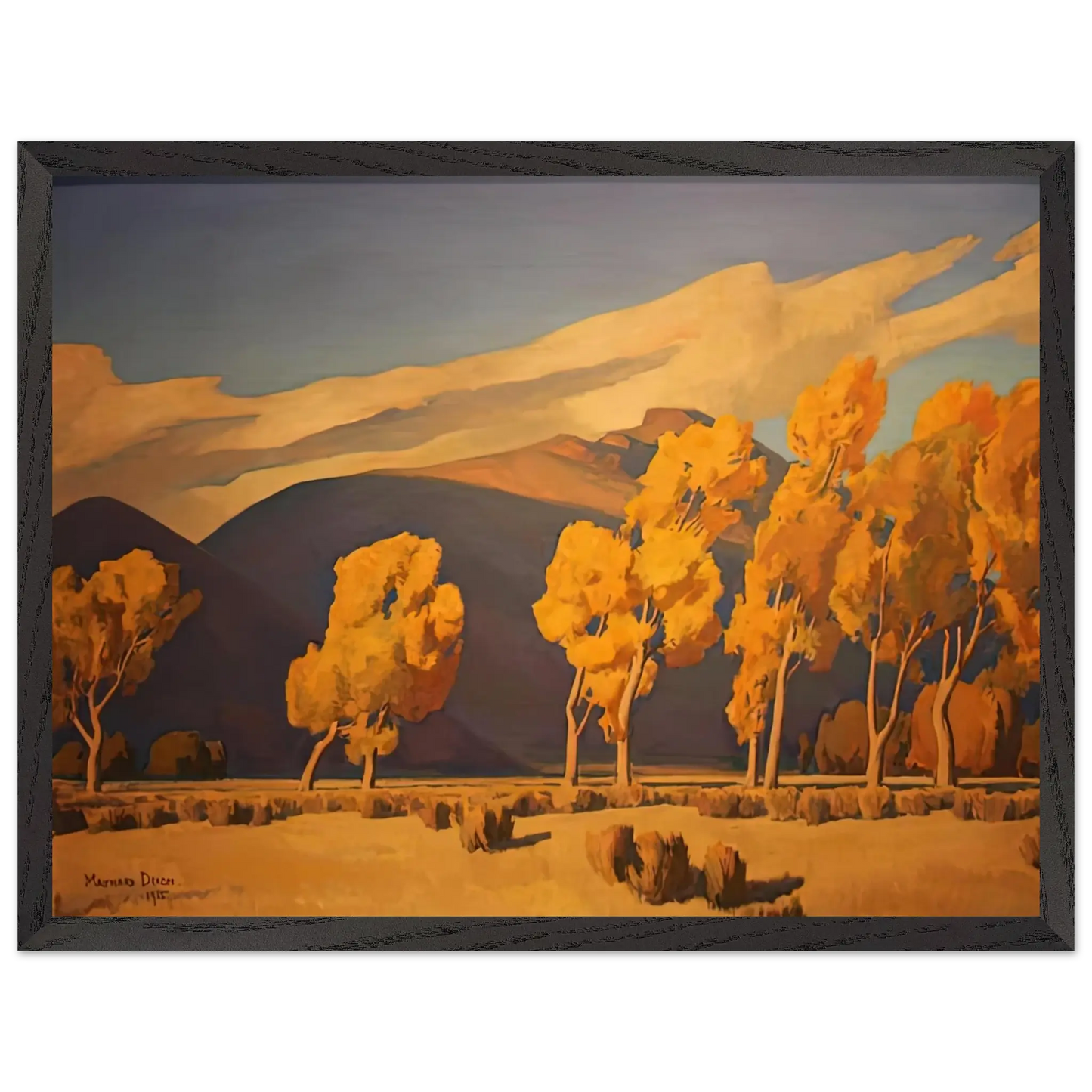 Maynard Dixon - NOVEMBER IN NEVADA 1935 Wall art - 21x29.7 cm / 8x12" - Premium Wooden Framed Poster With Fine Art Paper - Wood frame