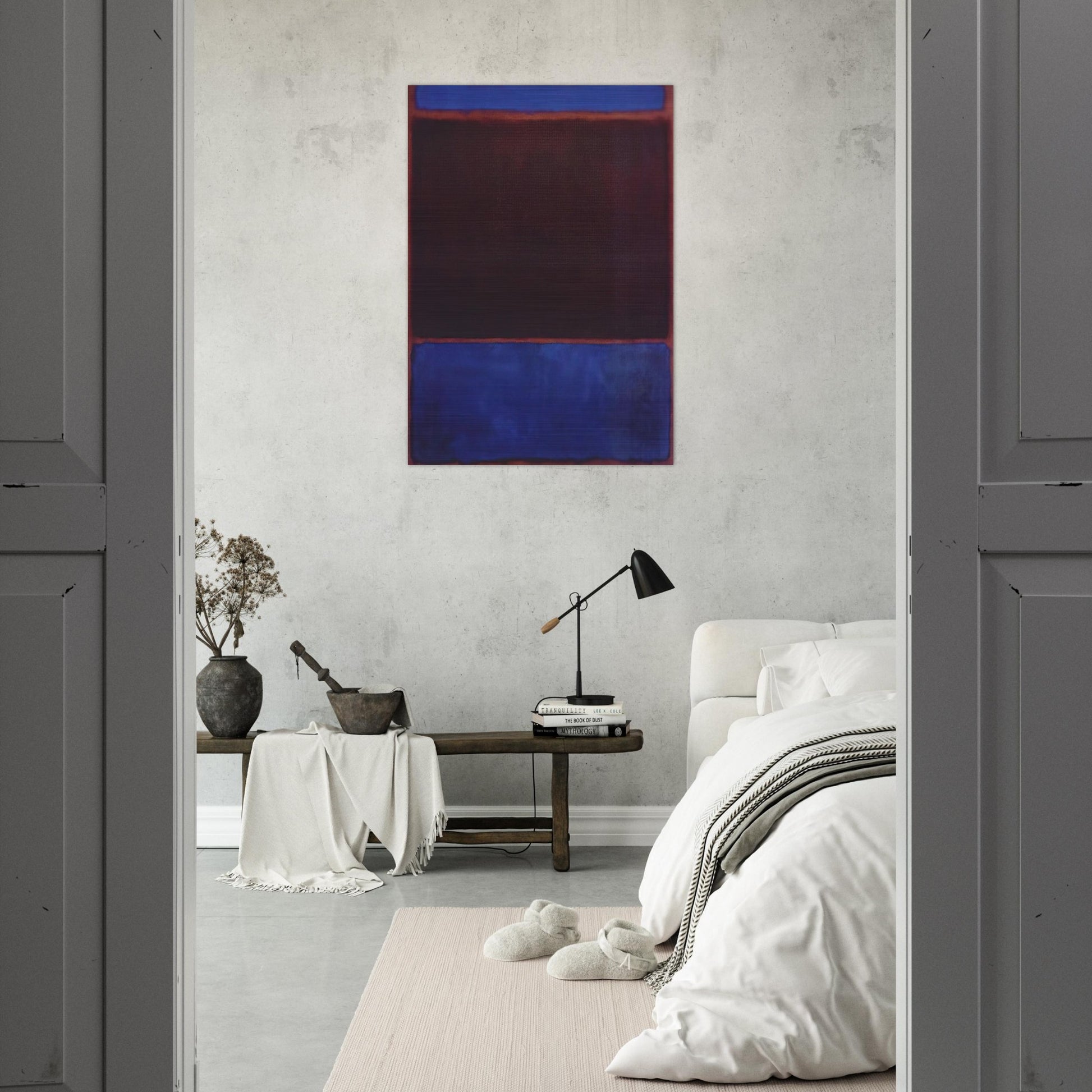 No. 3 Bright Blue, Brown, Dark Blue on Wine - 1962 - Mark Rothko Brushed Aluminum Print - 70x100 cm / 28x40 inches | Mark Rothko Aluminum Print | Mark Rothko Prints
