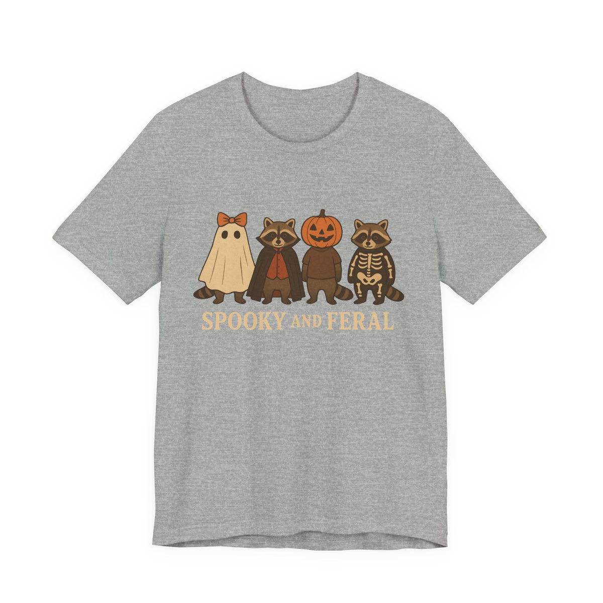 T-shirt "Raton laveur effrayant", T-shirt Halloween drôle à motifs, T-shirt vintage automne mignon, T-shirt tendance femme pour Halloween, T-shirt "Raton laveur sauvage"