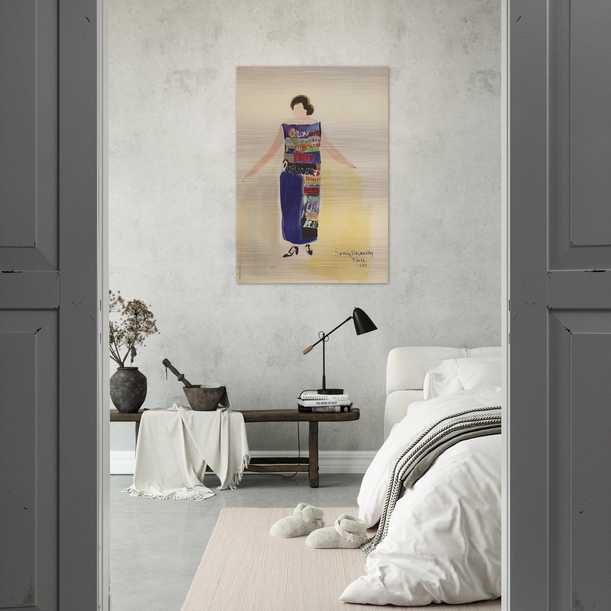 ROBE POEME OUBLIONS LES OISEAUX 1922 - Sonia Delaunay Brushed Aluminum Print - 70x100 cm / 28x40 inches | Sonia Delaunay Aluminum Print | Sonia Delaunay Prints