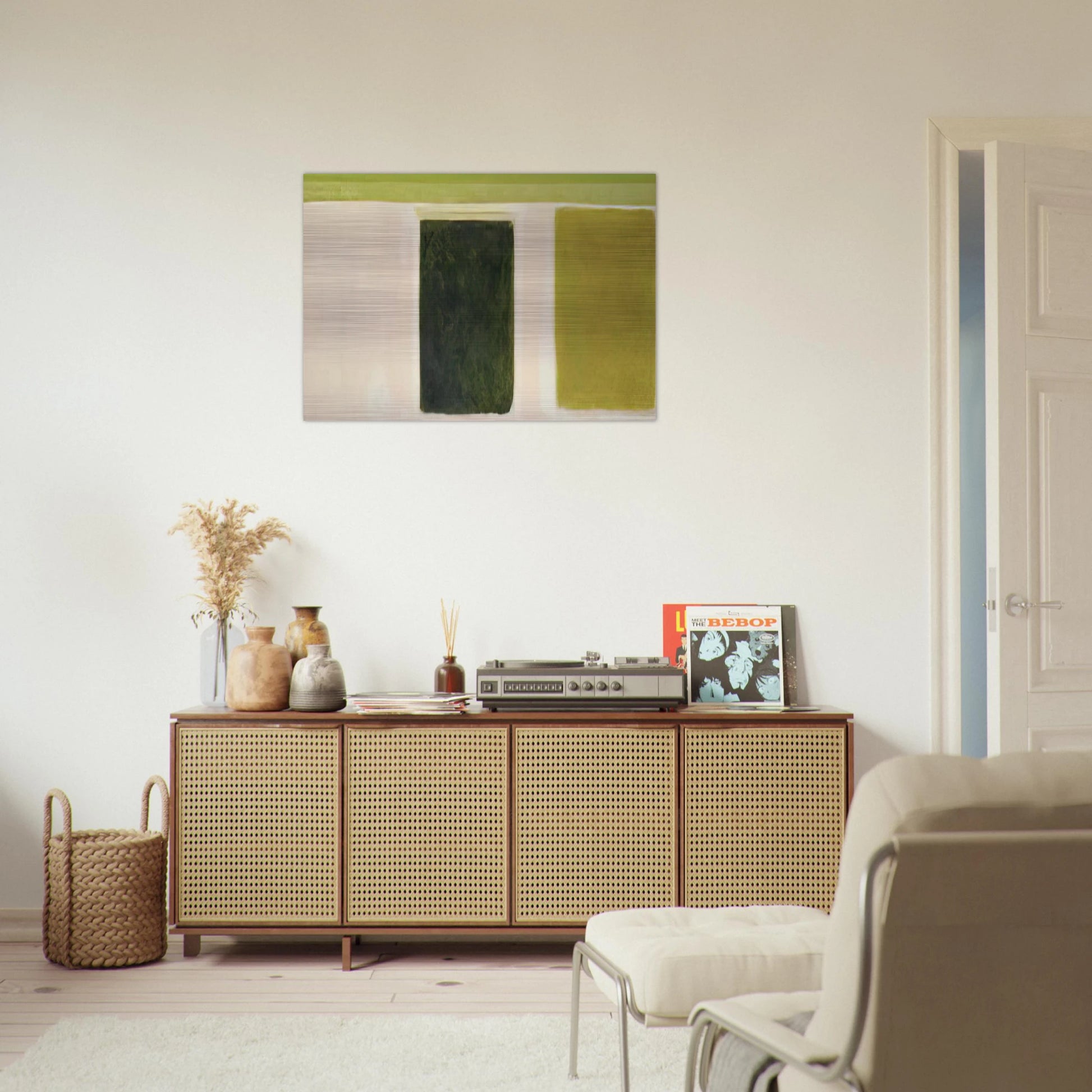Double Green Sun-Box - 1967 - Theodoros Stamos Brushed Aluminum Print - 70x100 cm / 28x40 inches | Theodoros Stamos Aluminum Print | Theodoros Stamos Prints