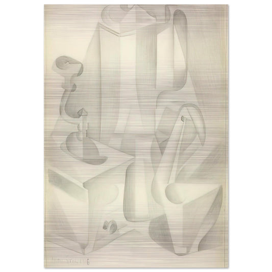 STILL LIFE WITH COFFEE MILL 1916 - Juan Gris Brushed Aluminum Print - 70x100 cm / 28x40 inches | Juan Gris Aluminum Print | Juan Gris Prints