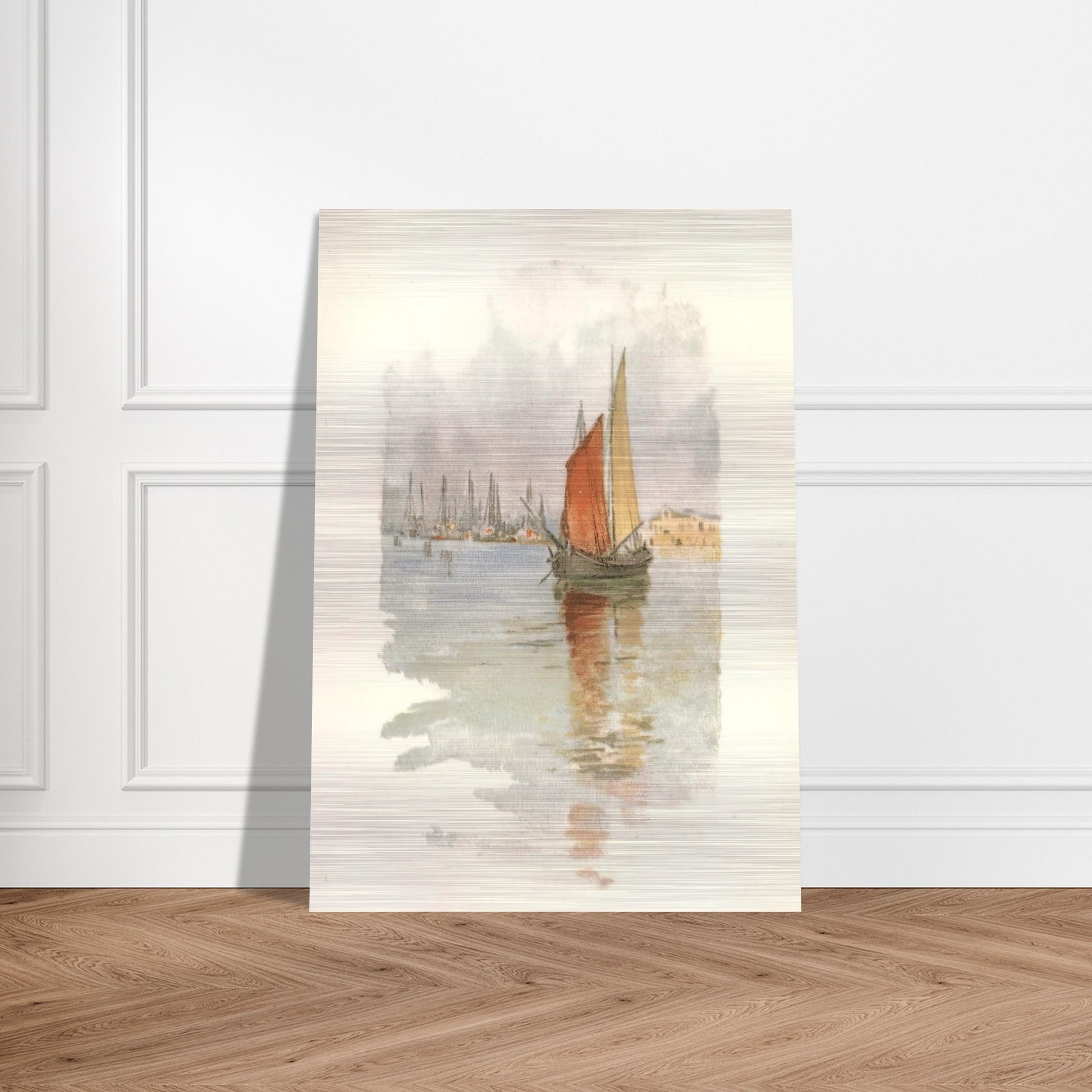 Woodboats and Dogana - Childe Hassam Brushed Aluminum Print - 70x100 cm / 28x40 inches | Childe Hassam Aluminum Print | Childe Hassam Prints