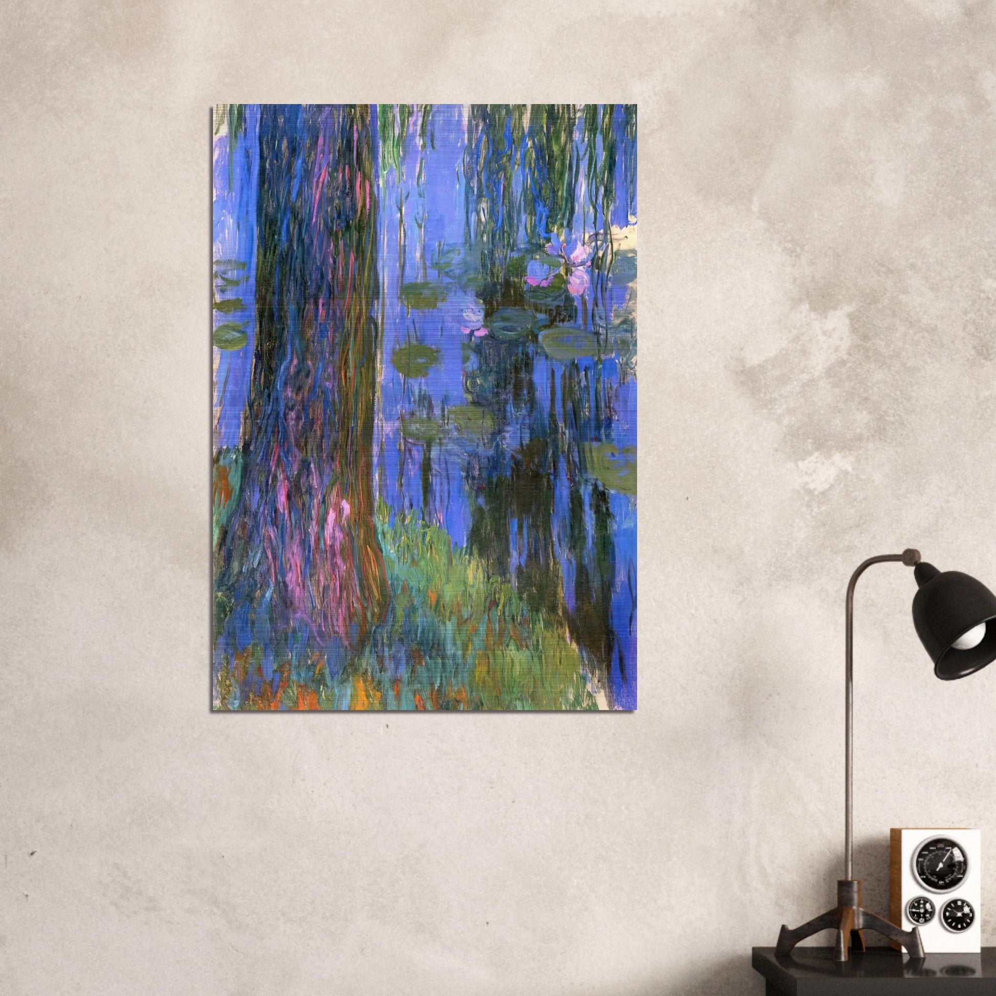 Weeping Willow and Water-Lily Pond - claude monet Brushed Aluminum Print - 70x100 cm / 28x40 inches | claude monet Aluminum Print | claude monet Prints