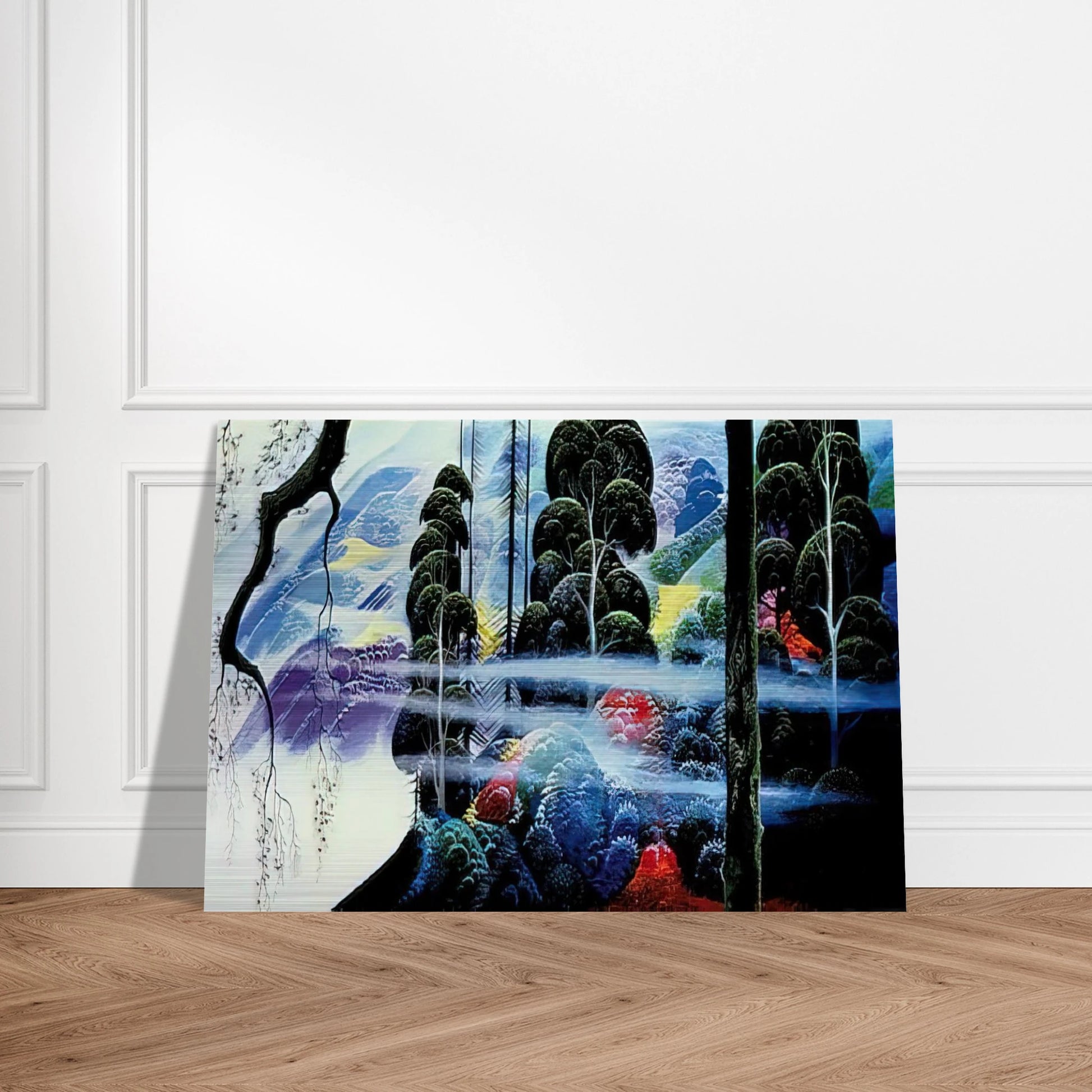 Along the Coast - Eyvind Earle Brushed Aluminum Print - 70x100 cm / 28x40 inches | Eyvind Earle Aluminum Print | Eyvind Earle Prints