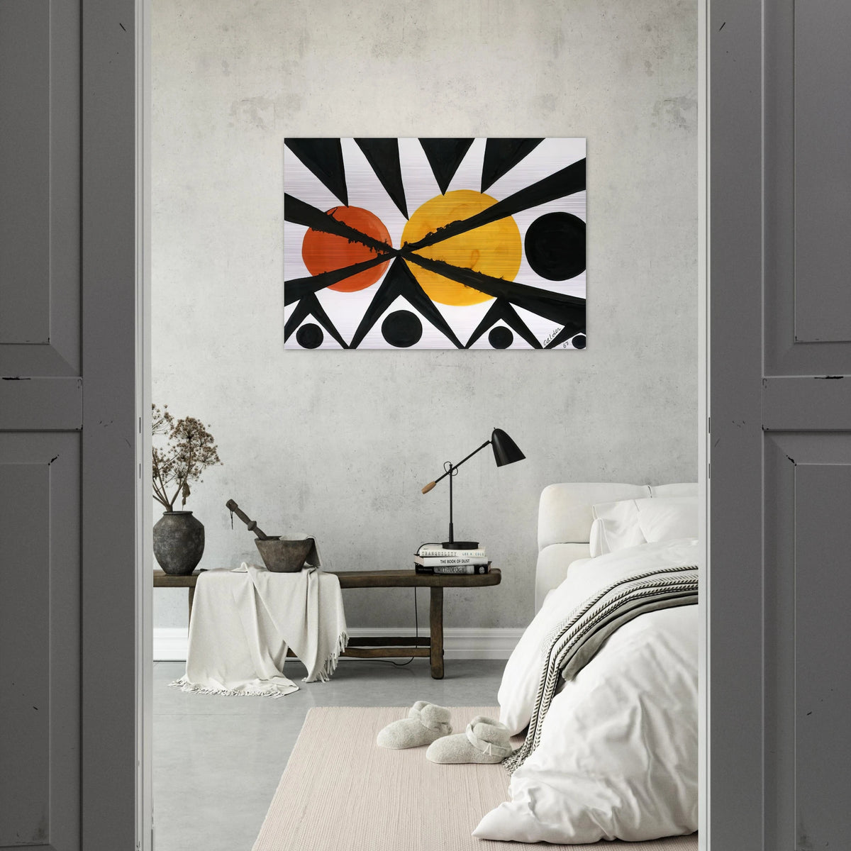 ACROSS THE ORANGE MOONS 1967 - Alexander Calder Brushed Aluminum Print - 70x100 cm / 28x40 inches | Alexander Calder Aluminum Print | Alexander Calder Prints