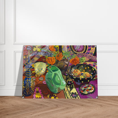 BLUE DECANTER POLKA DOT BOWL SUZANI 2009 - Janet Fish Acrylic Print - 70x100 cm / 28x40″ inches