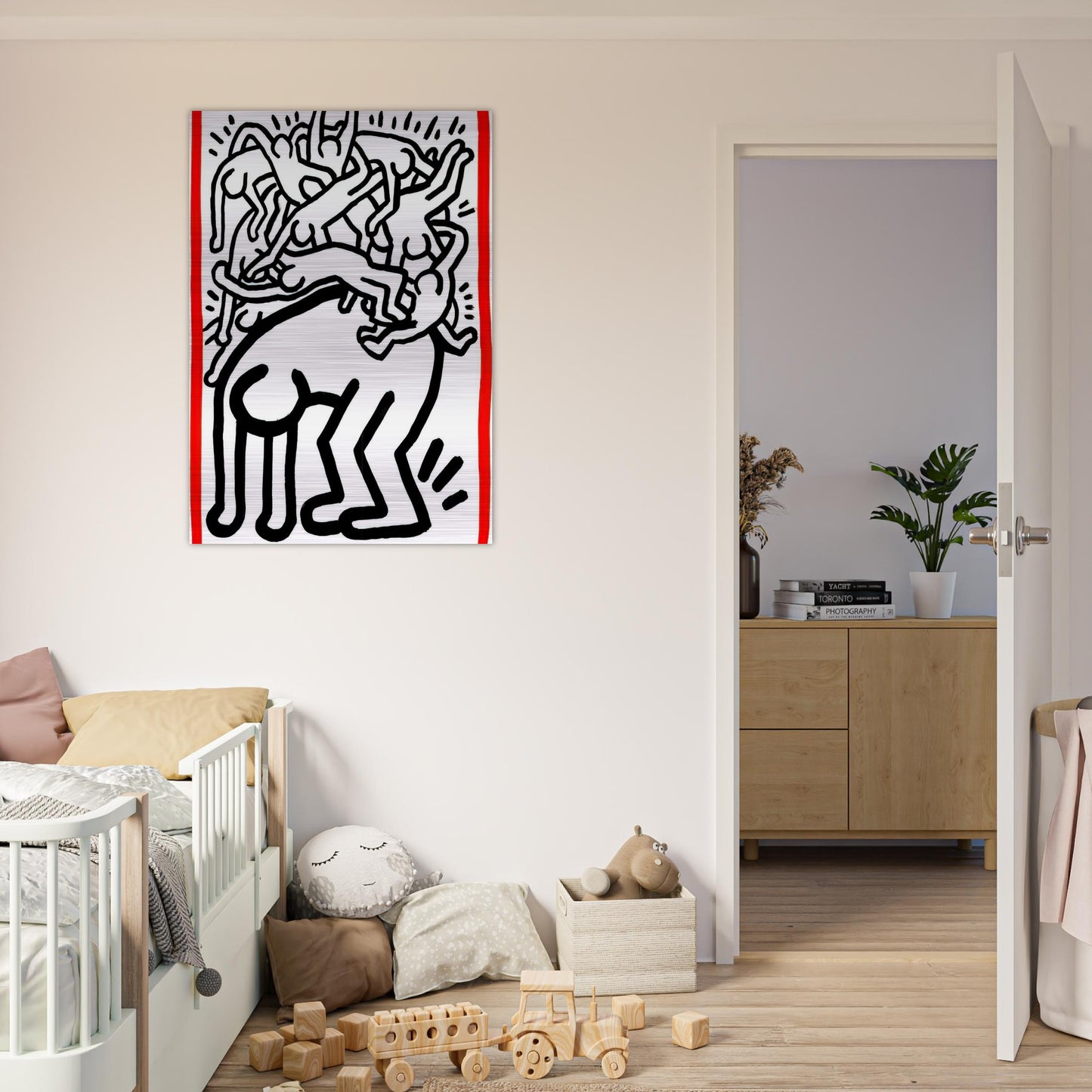 FIGHT AIDS WORLDWIDE 1990 - Keith Haring Brushed Aluminum Print - 70x100 cm / 28x40 inches | Keith Haring Aluminum Print | Keith Haring Prints