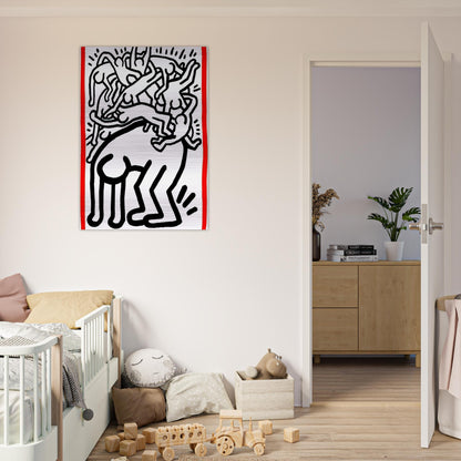 FIGHT AIDS WORLDWIDE 1990 - Keith Haring Brushed Aluminum Print - 70x100 cm / 28x40 inches | Keith Haring Aluminum Print | Keith Haring Prints