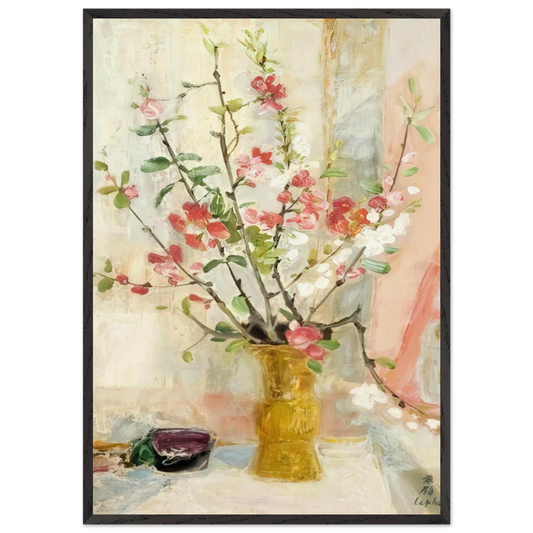 Les Pommeirs Du Japon - Post-Impressionism - Le Pho 70x100 cm / 28x40 inches Framed Art Print – Black Wooden Frame