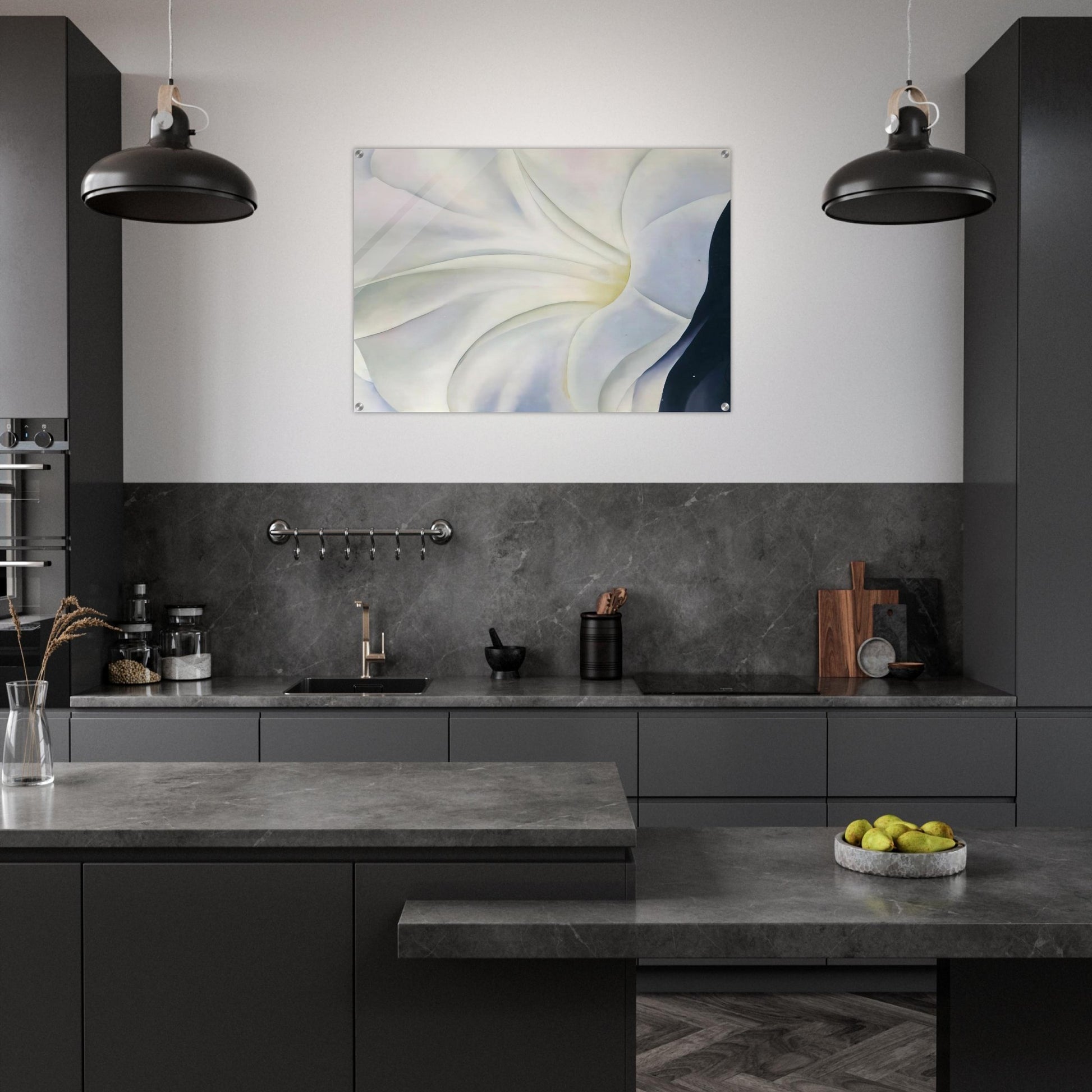 Morning Glory with Black - Georgia O'Keeffe Acrylic Print - 70x100 cm / 28x40″ inches | Georgia O'Keeffe Wall Art | Georgia O'Keeffe Prints