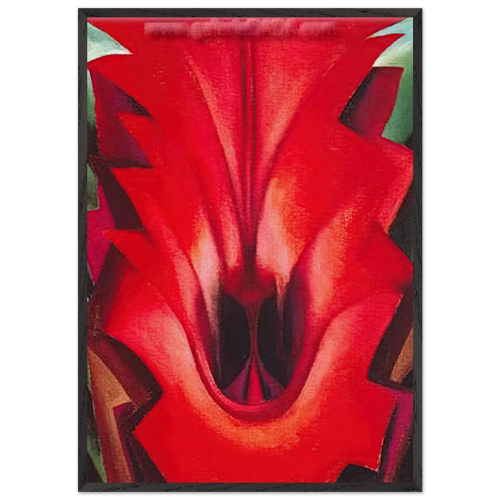 Inside Red Canna - Georgia OKeeffe 70x100 cm / 28x40 inches Framed Art Print – Black Wooden Frame