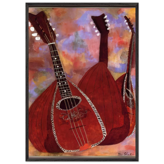 THREE LUTES - Ben Shahn 70x100 cm / 28x40 inches Framed Art Print – Black Wooden Frame