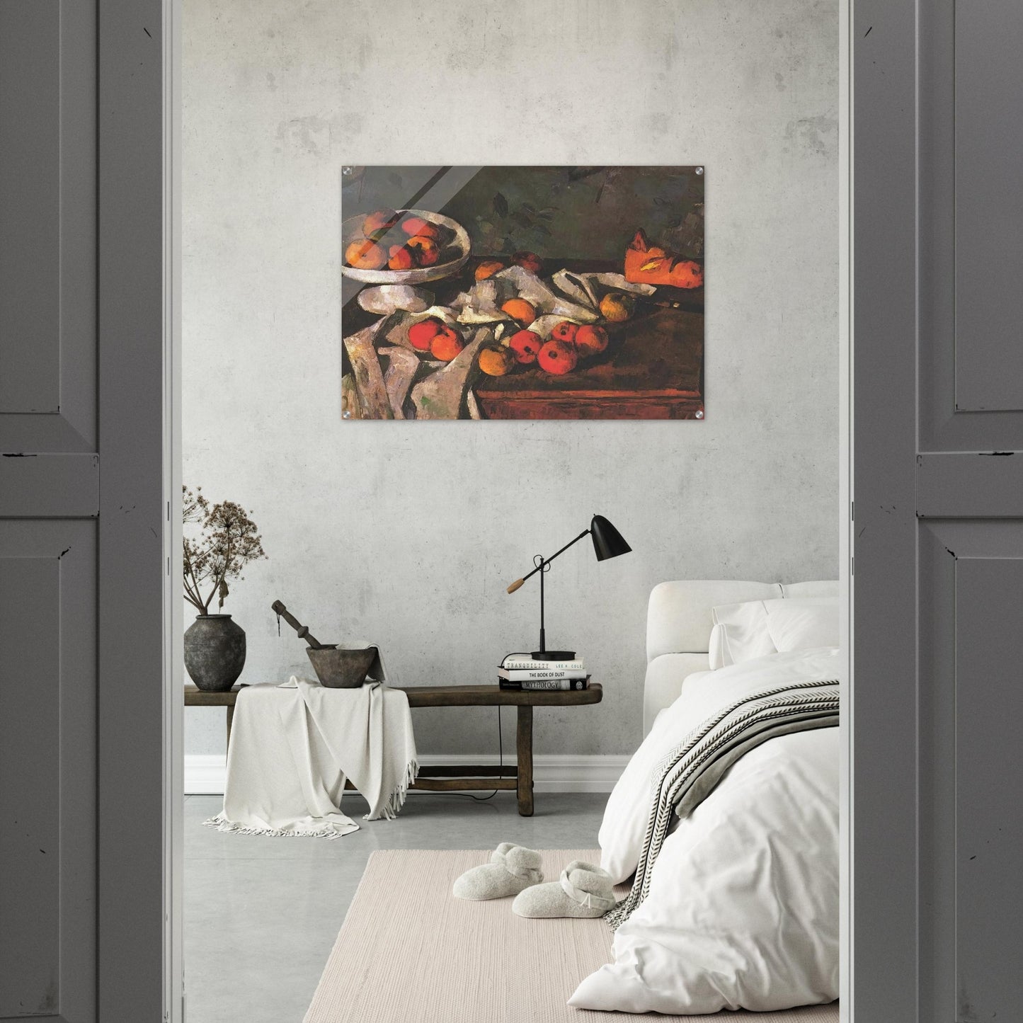 Still life with a fruit dish and apples - Paul Cézanne Acrylic Print - 70x100 cm / 28x40″ inches