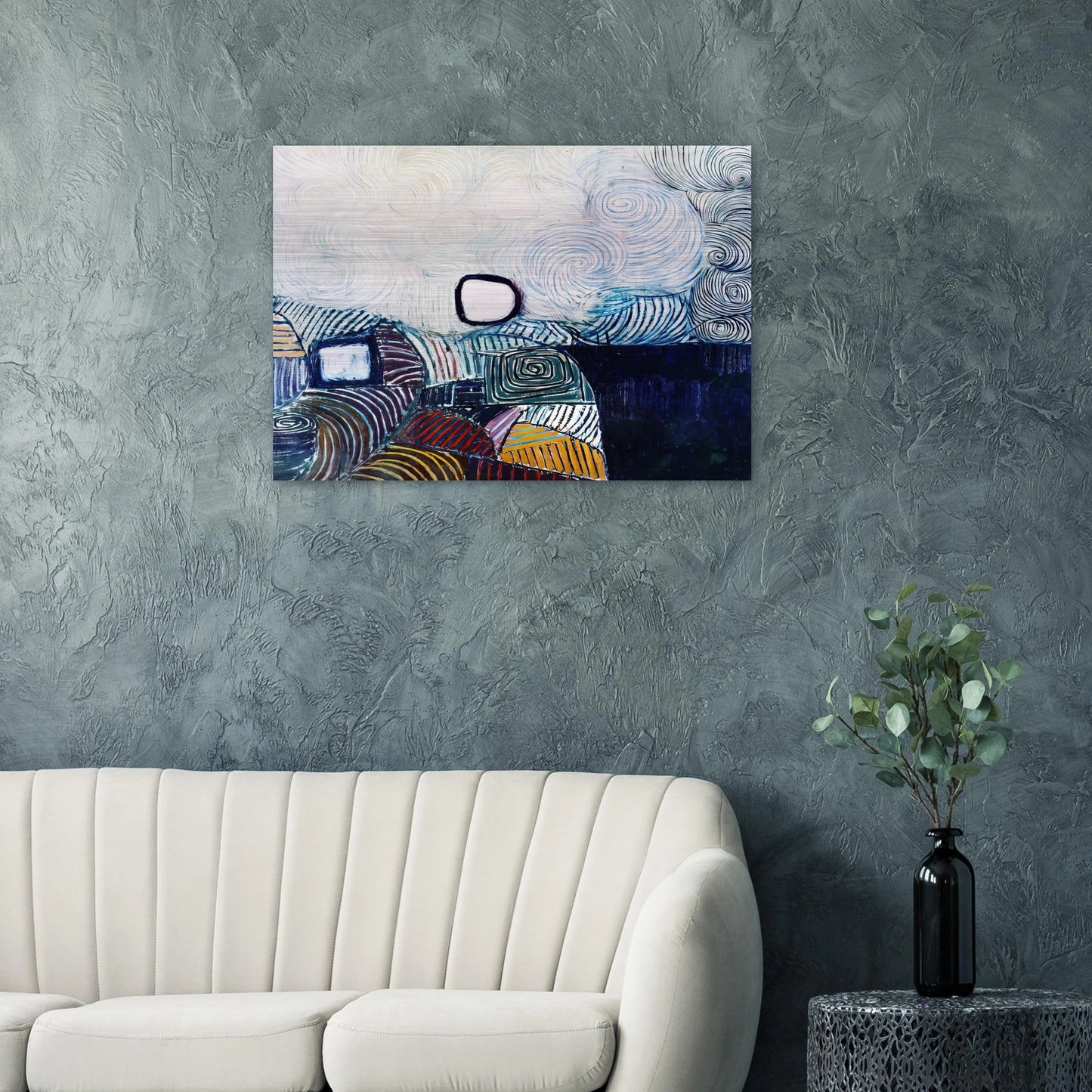 Spiral Development in Green Violet Blue  Gold - 1951 - Victor Pasmore Brushed Aluminum Print - 70x100 cm / 28x40 inches | Victor Pasmore Aluminum Print | Victor Pasmore Prints