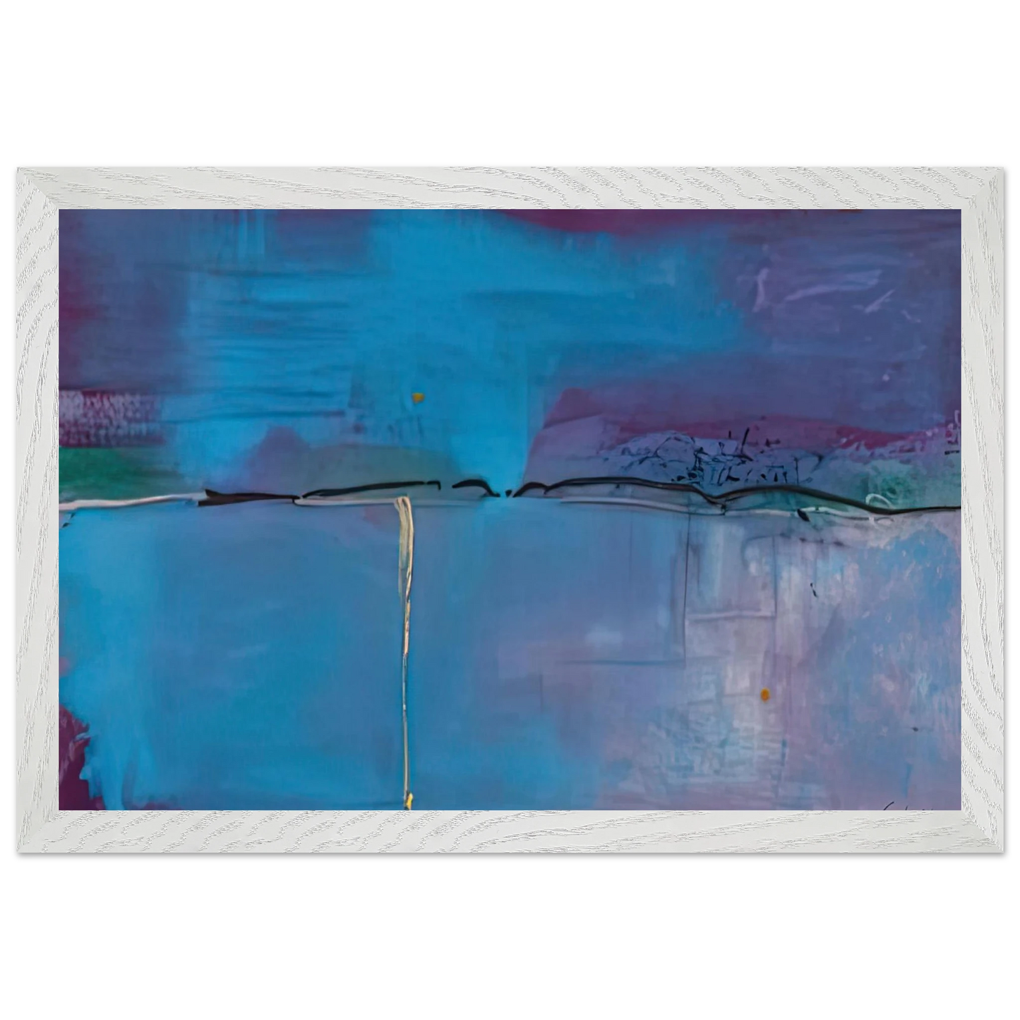 Helen Frankenthaler - Zone Blue, 1994- Wall Art - 60x80 cm / 24x32 inches - Premium Wooden Framed Poster With Fine Art Paper-canvas - White frame