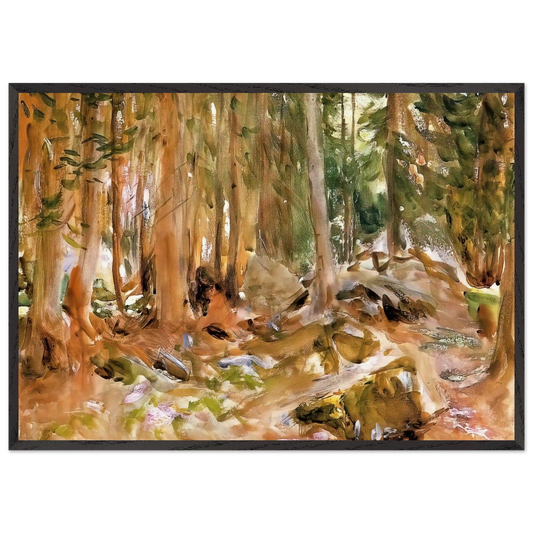 Pine Forest - John Singer Sargent 70x100 cm / 28x40 inches Framed Art Print – Black Wooden Frame