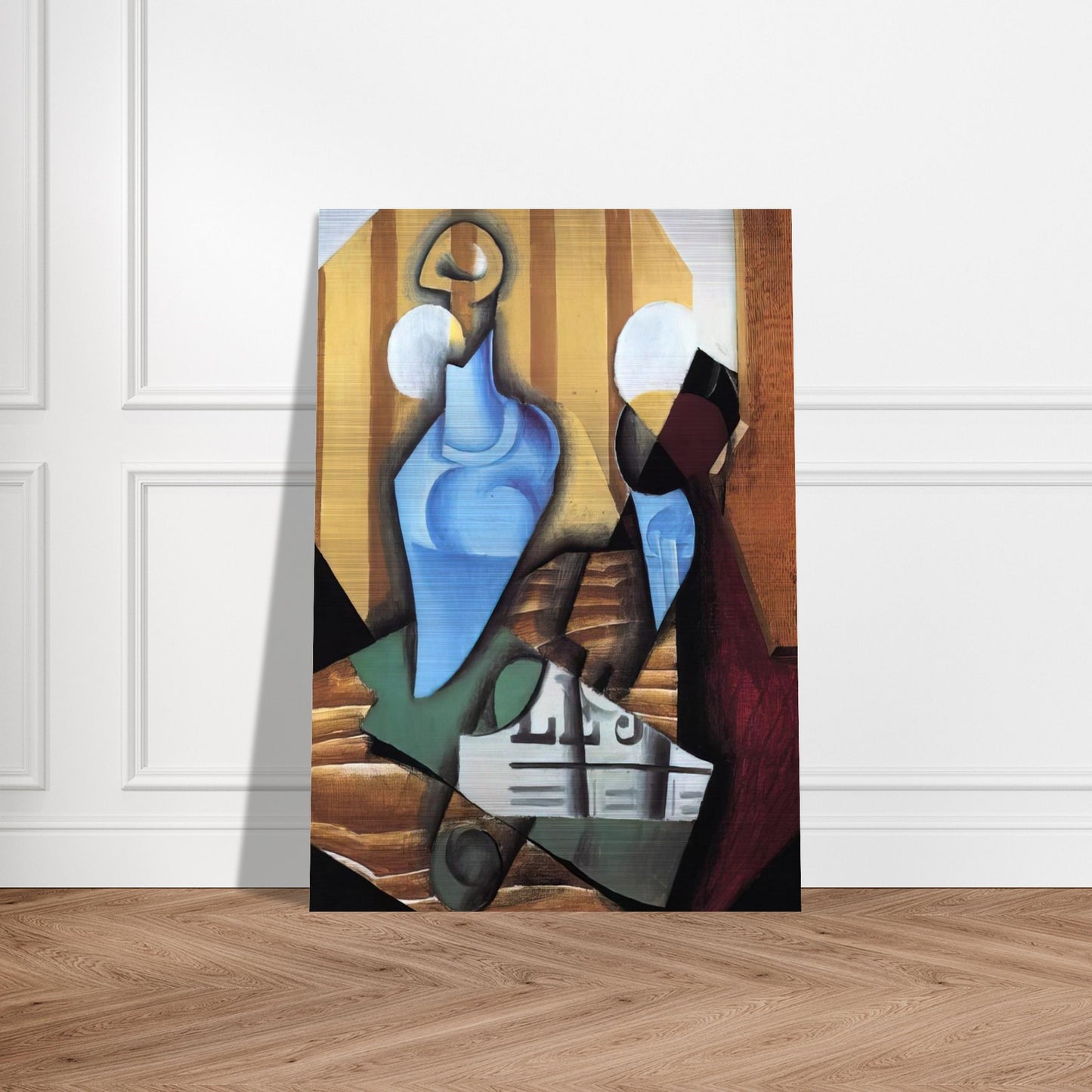 STILL LIFE WITH BOTTLE AND GLASS 1914 - Juan Gris Brushed Aluminum Print - 70x100 cm / 28x40 inches | Juan Gris Aluminum Print | Juan Gris Prints