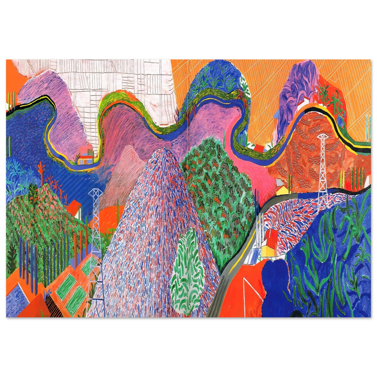 David Hockney - David Hockney Wall art - 20x25 cm / 8x10 inches - Premium Wooden Framed Poster With Fine Art Paper-canvas - White frame