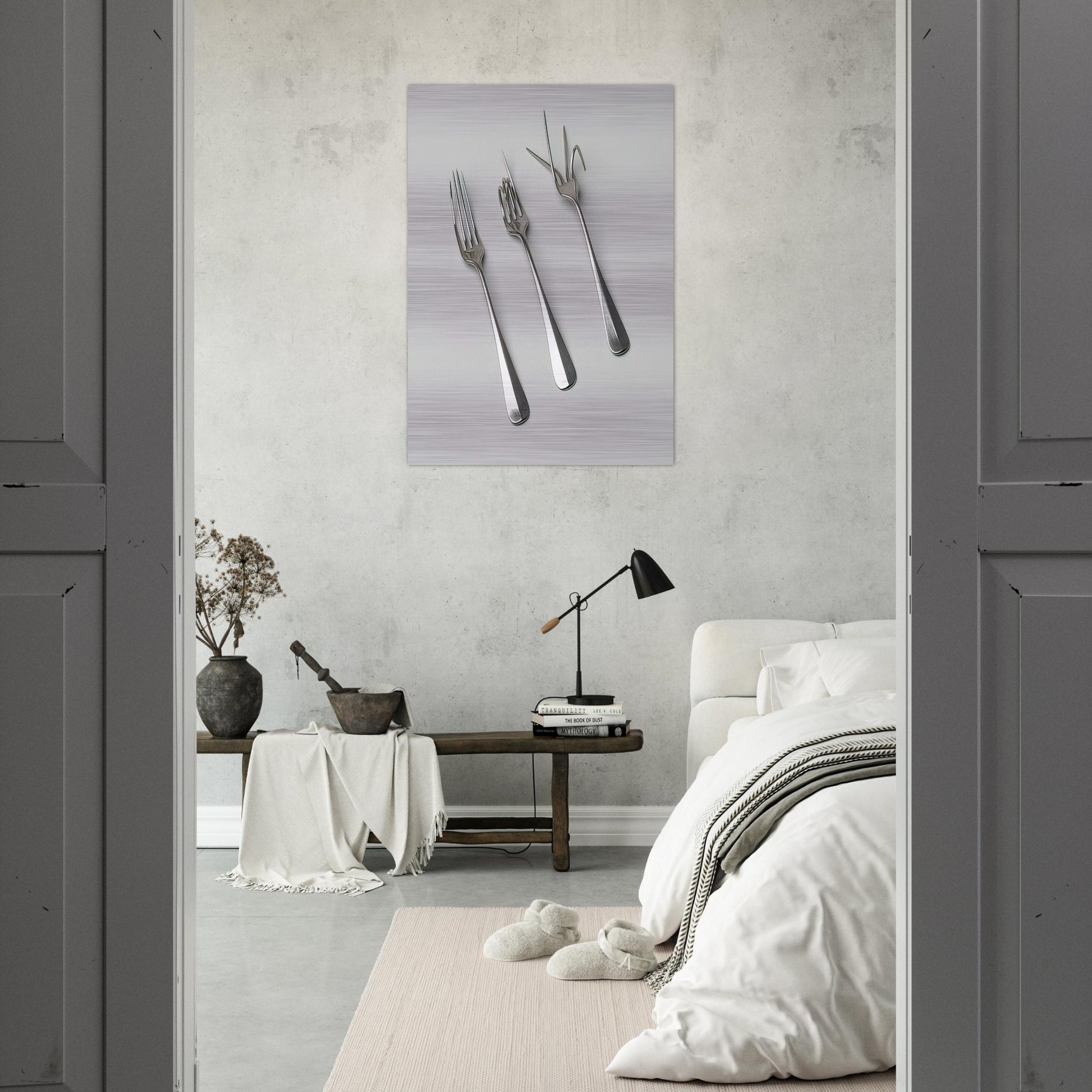 Fork Design - 1958 - Bruno Munari Brushed Aluminum Print - 70x100 cm / 28x40 inches | Bruno Munari Aluminum Print | Bruno Munari Prints