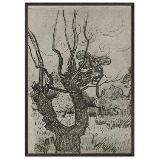 A Bare Treetop in the Garden of the Asylum - Vincent van Gogh 70x100 cm / 28x40 inches Framed Art Print – Black Wooden Frame