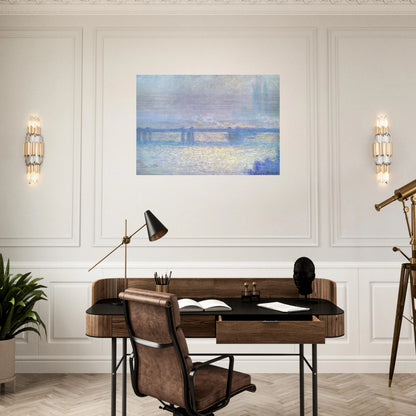 Charing Cross Bridge, Overcast Weather - claude monet Brushed Aluminum Print - 70x100 cm / 28x40 inches | claude monet Aluminum Print | claude monet Prints