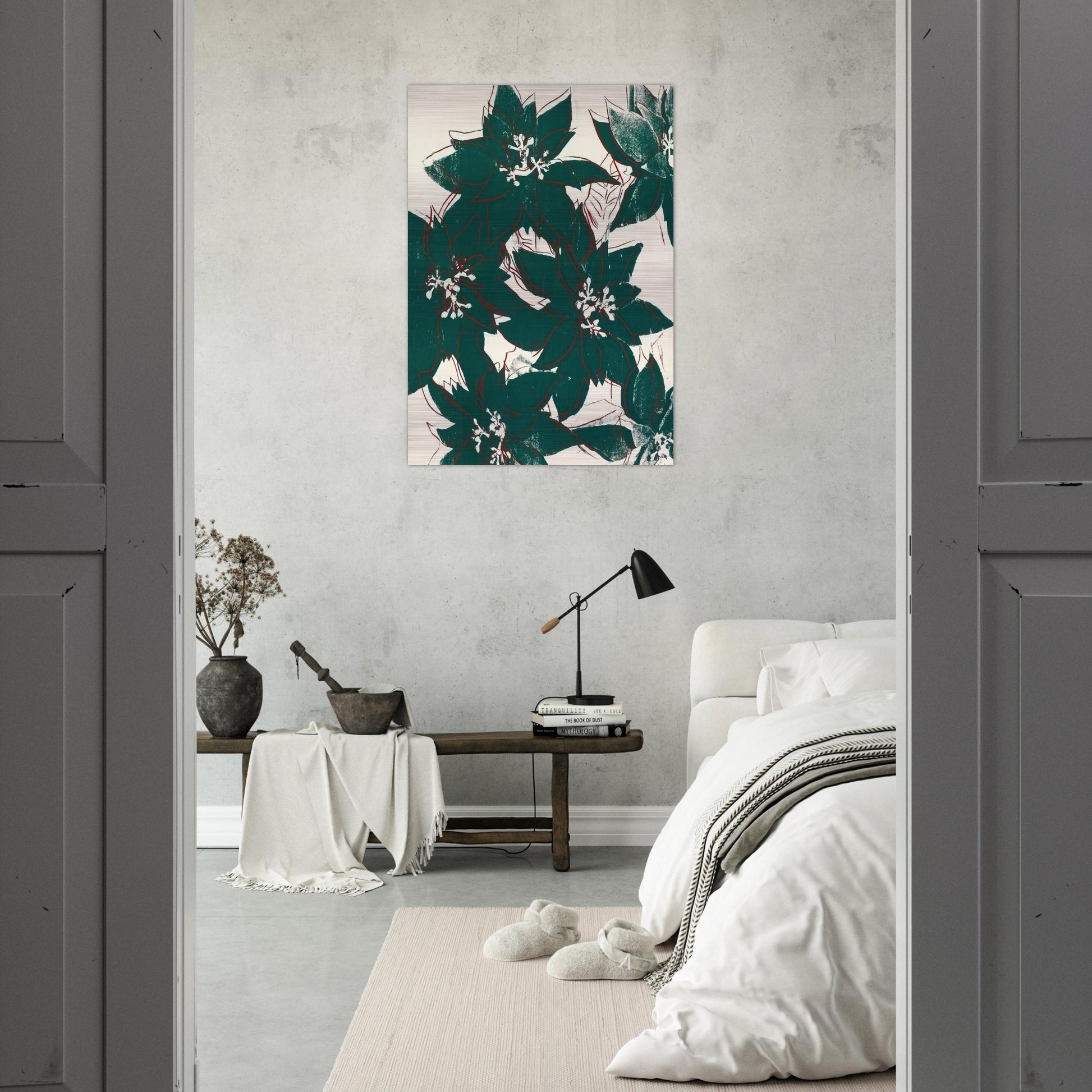 Poinsetta - Andy Warhol Brushed Aluminum Print - 70x100 cm / 28x40 inches | Andy Warhol Aluminum Print | Andy Warhol Prints
