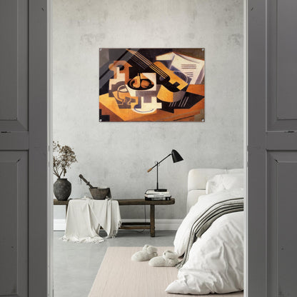 GUITAR AND FRUIT BOWL ON A TABLE 1918 - Juan Gris Acrylic Print - 70x100 cm / 28x40″ inches | Juan Gris Wall Art | Juan Gris Prints