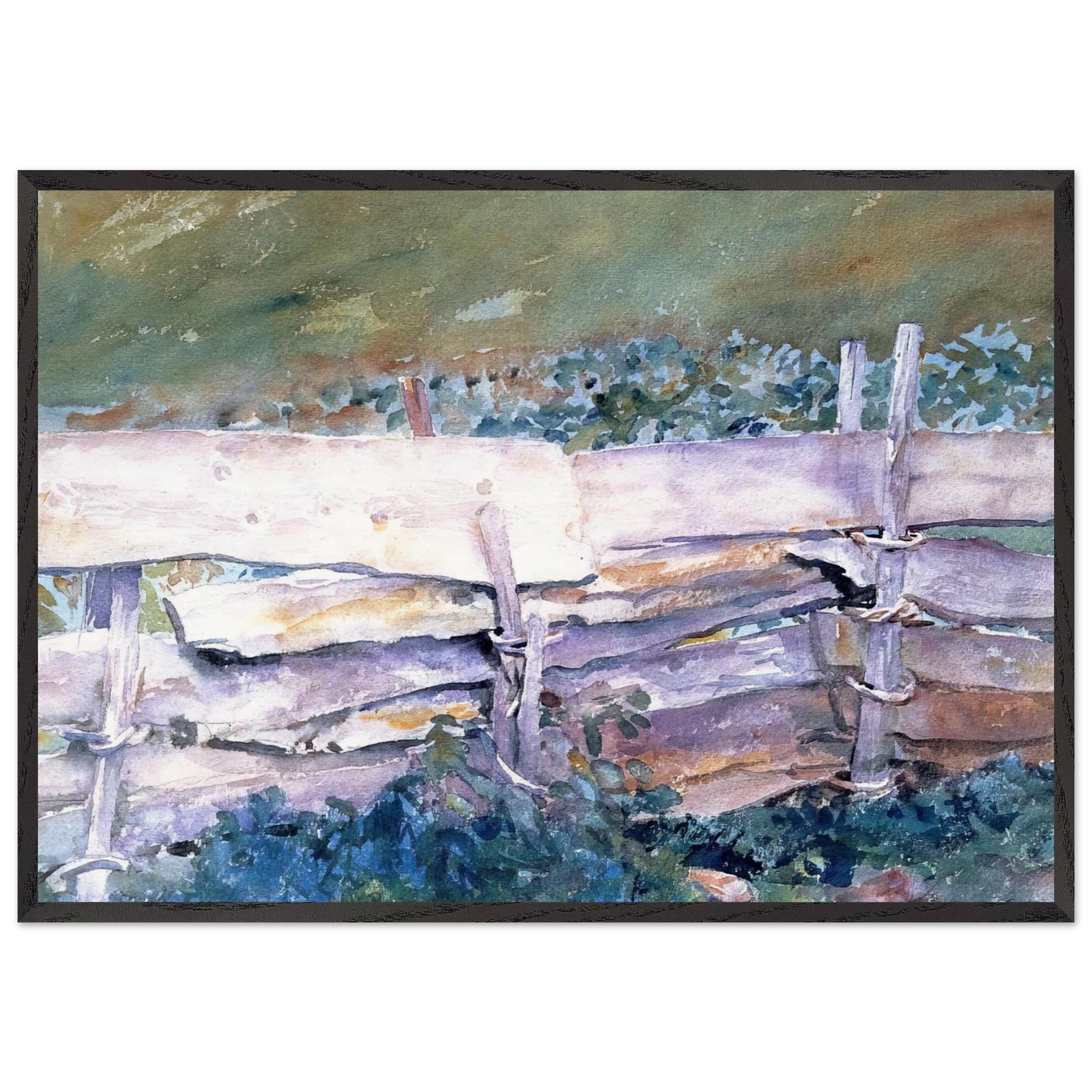 The Fence - John Singer Sargent 70x100 cm / 28x40 inches Framed Art Print – Black Wooden Frame