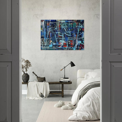 Abstract in Blue - 1950 - Robert Goodnough Brushed Aluminum Print - 70x100 cm / 28x40 inches | Robert Goodnough Aluminum Print | Robert Goodnough Prints