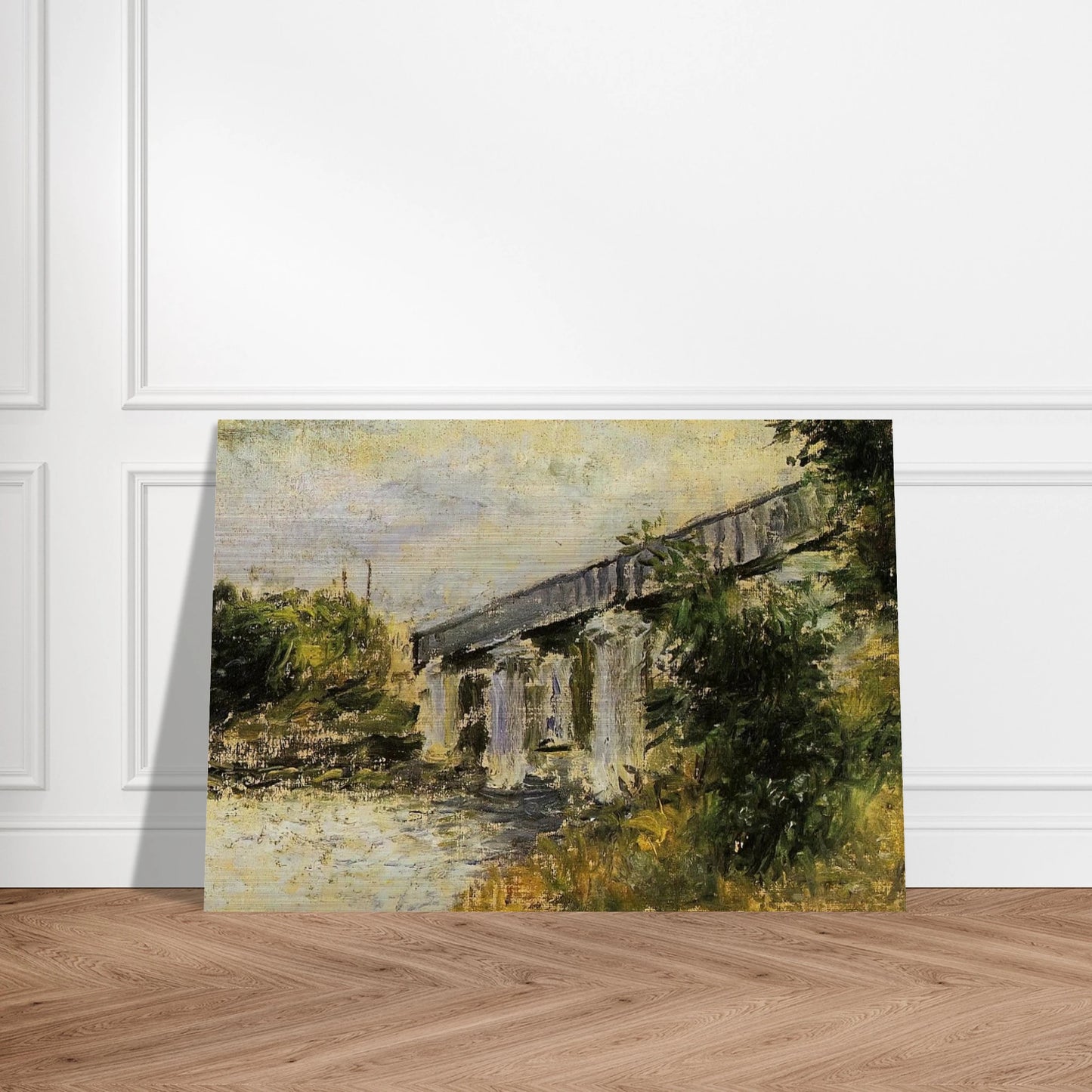 Railway Bridge at Argenteuil - claude monet Brushed Aluminum Print - 70x100 cm / 28x40 inches | claude monet Aluminum Print | claude monet Prints