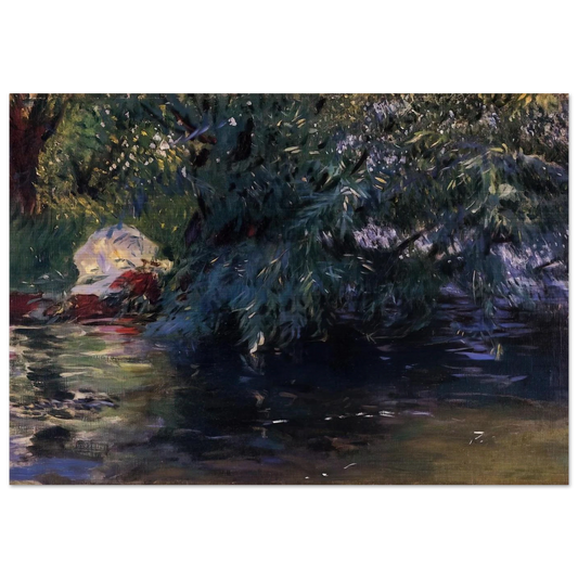 A Backwater, Calcot Mill near Reading - John Singer Sargent Brushed Aluminum Print - 70x100 cm / 28x40 inches | John Singer Sargent Aluminum Print | John Singer Sargent Prints