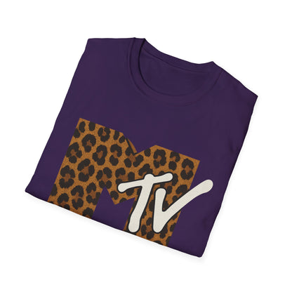 T-shirt graphique rétro MTV imprimé léopard vintage Télé musique Années 80 90 Tee-shirt de groupe unisexe Chemise rock imprimé animal