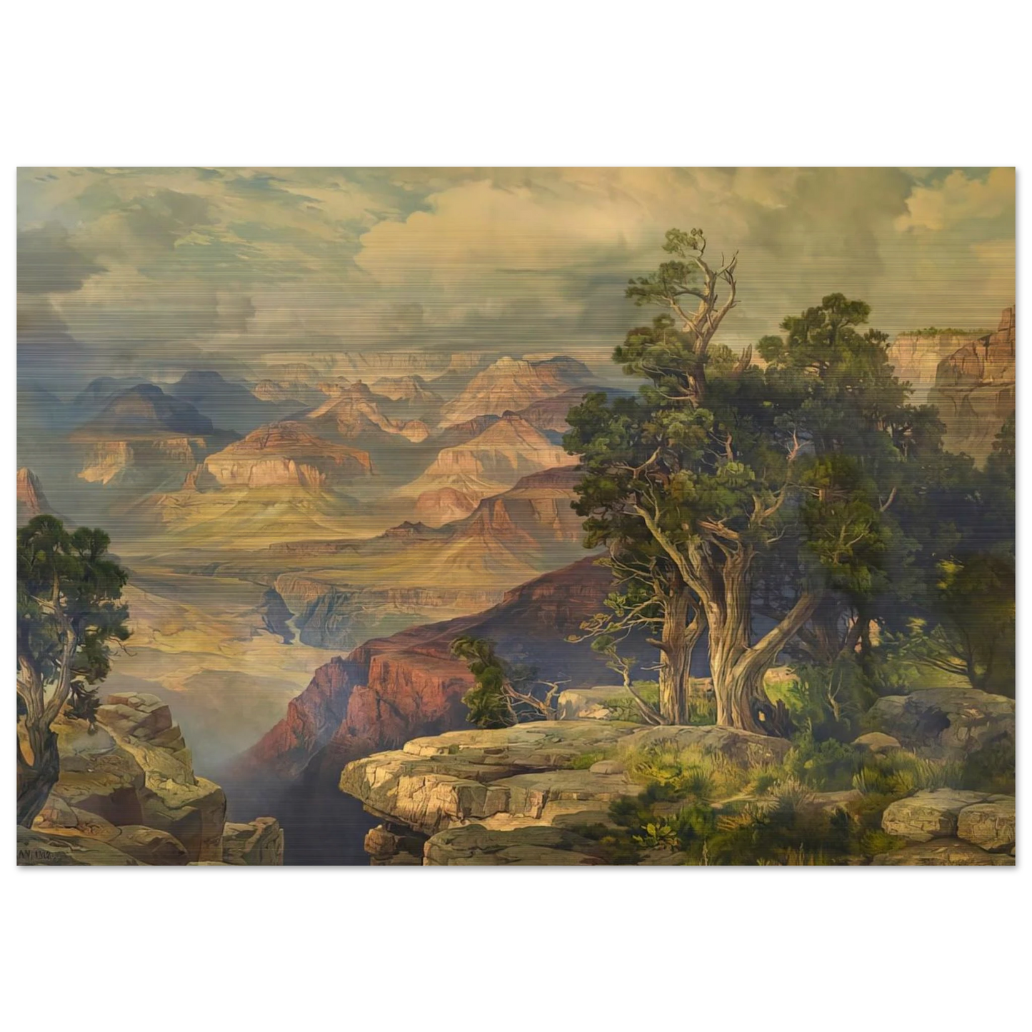 Grand Canyon from Hermit Rim Road - Thomas Moran Brushed Aluminum Print - 70x100 cm / 28x40 inches | Thomas Moran Aluminum Print | Thomas Moran Prints