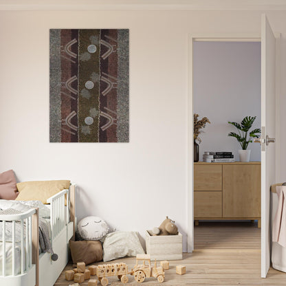 Ground and Body Designs Used in Ceremonies at Arranki on Mt Allan Station - 1982 - Clifford Possum Tjapaltjarri Brushed Aluminum Print - 70x100 cm / 28x40 inches | Clifford Possum Tjapaltjarri Aluminum Print | Clifford Possum Tjapaltjarri Prints