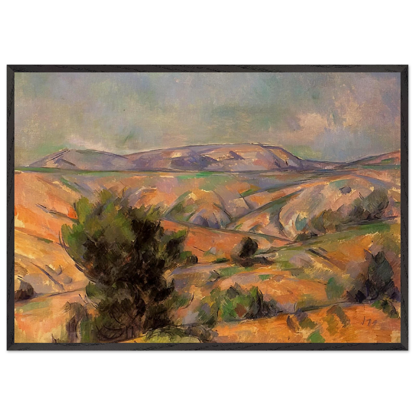 Mount Sainte-Victoire Seen from Gardanne - Paul Cezanne 70x100 cm / 28x40 inches Framed Art Print – Black Wooden Frame